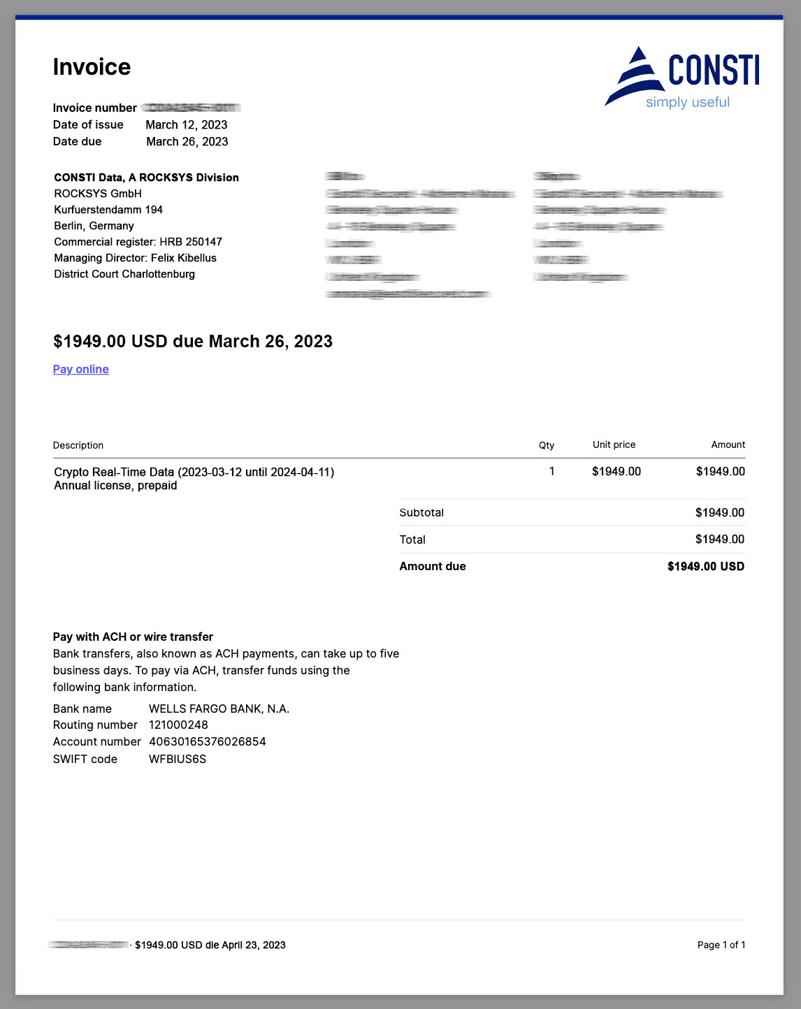 invoice - receipt - payment details - digital asset purchase - crypto price feeds - digital assets buying